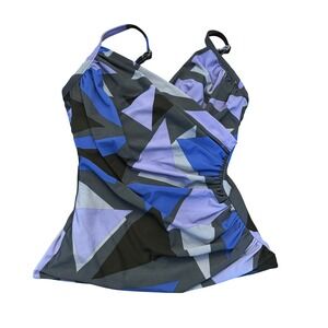 Magicsuit | 10DD | Tankini Top | Swimwear | Geometric‎ Blue Purple Gray